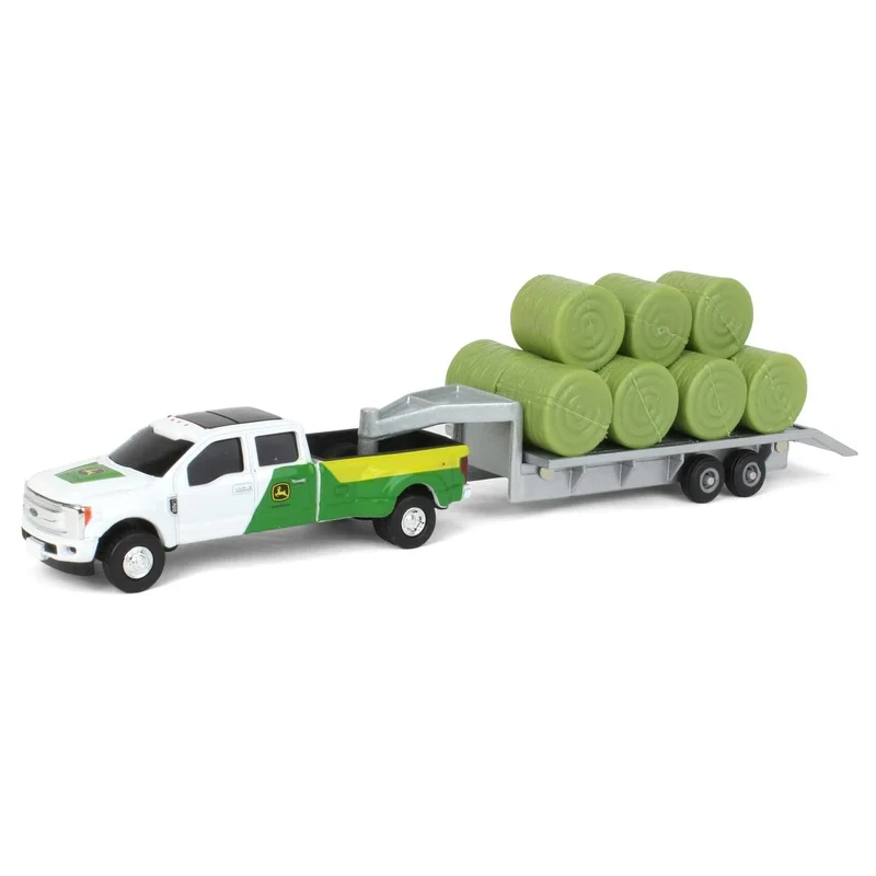 1:64 John Deere Ford F-350 Pickup Truck with Trailer & 11 Round Bales 45927