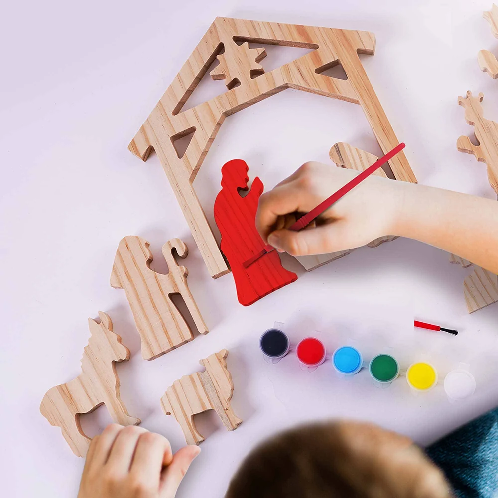 11-Piece Wood Nativity DIY Craft CR709 - Image 3