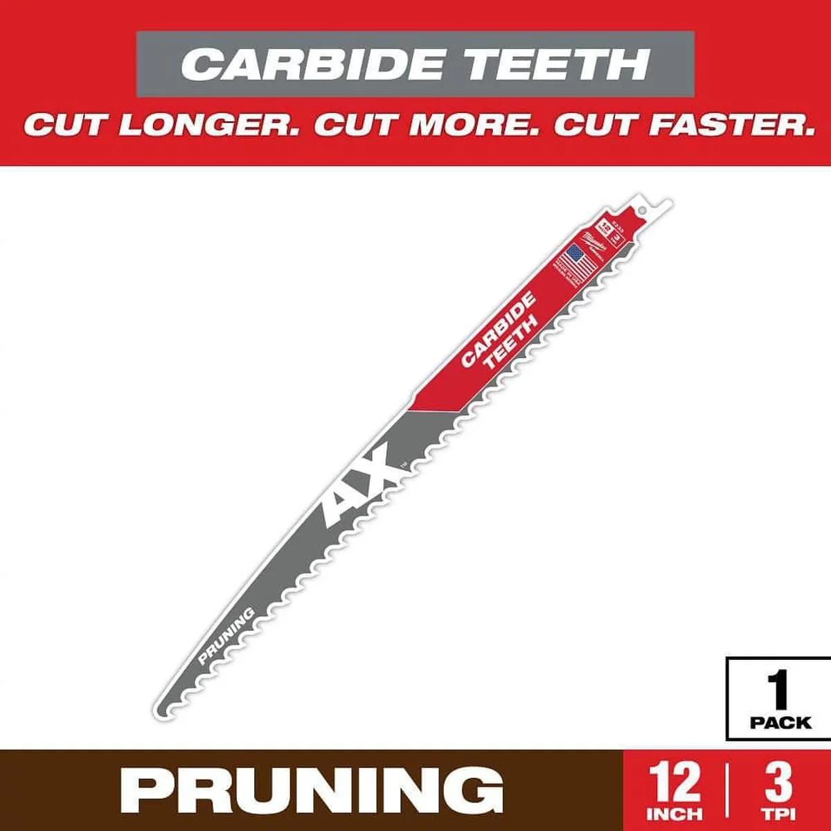 12 in. 3 TPI The Ax With Carbide Teeth Sawzall Blade 1Pk - Image 2