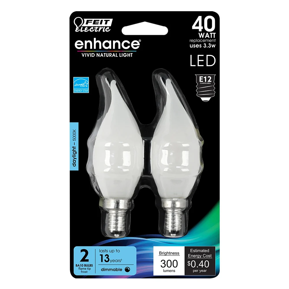 2-Pack 40W Flame Tip Frost Enhance LED Light Bulbs BPCFF409 - Image 2