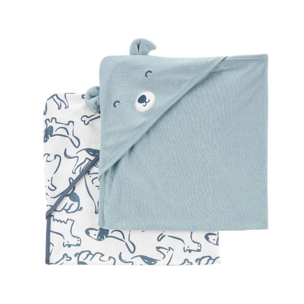 2-Pack Baby Boys' Blue Dog Hooded Towel 1N691110-420