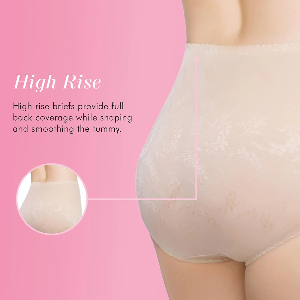 2-Pack Women's Floral Jacquard Slimming Body Shaper Panties 51070557A - Image 3