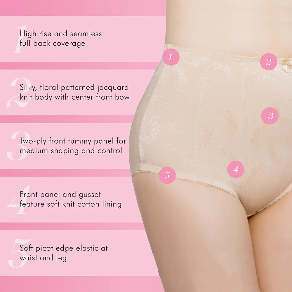 2-Pack Women's Floral Jacquard Slimming Body Shaper Panties 51070557A - Image 5