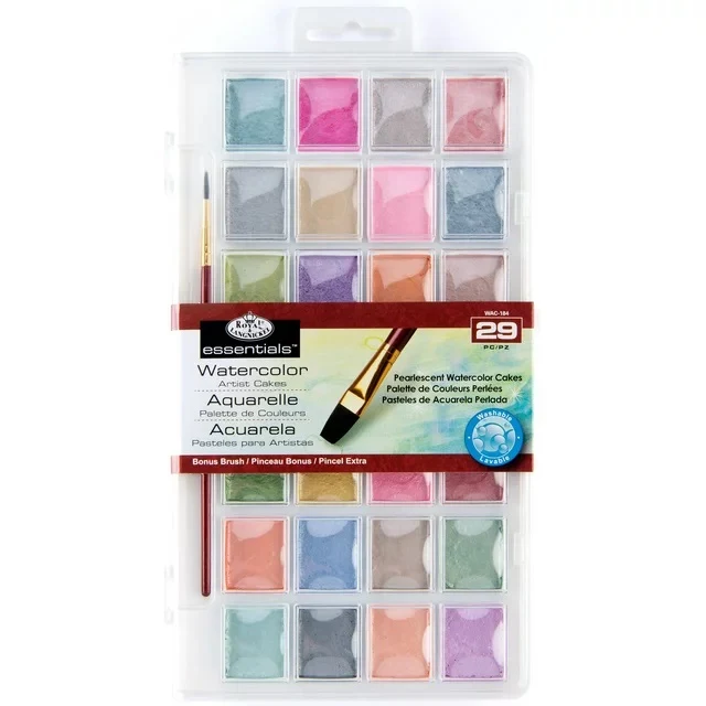 28-Color Pearlescent Essentials Watercolor Artist Cakes WAC184