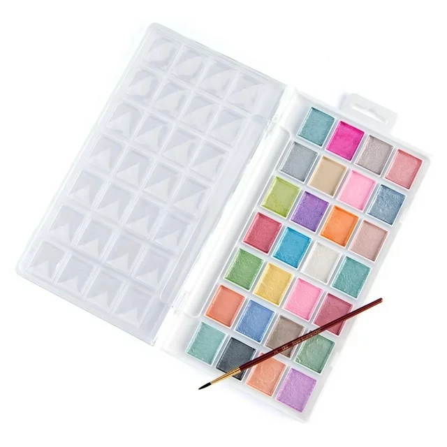 28-Color Pearlescent Essentials Watercolor Artist Cakes WAC184 - Image 4