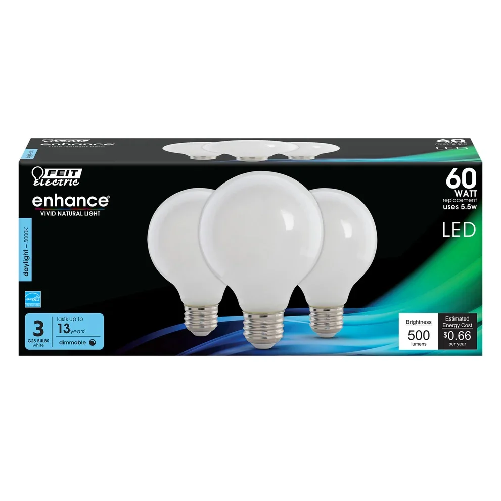 3-Pack 60W Enhance LED Light Bulbs G2560W9 - Image 2