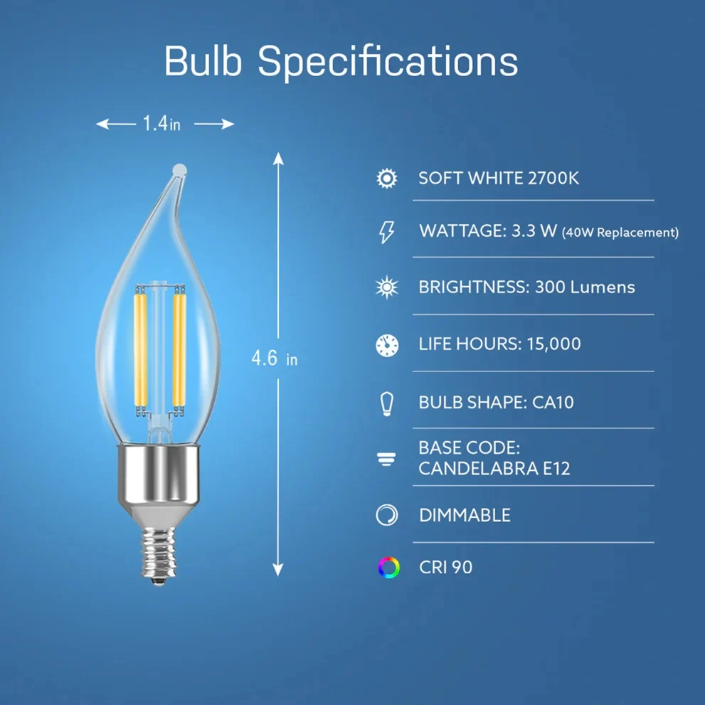 40W CA10 LED Smart WiFi Light Bulb CFC40927CAFILAG - Image 2