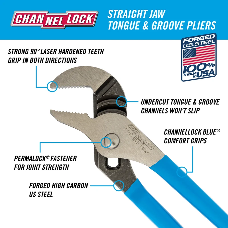 6-1/2 & 10 Inch Carbon Steel Tongue and Groove Pliers TG2 2139244 - Image 2