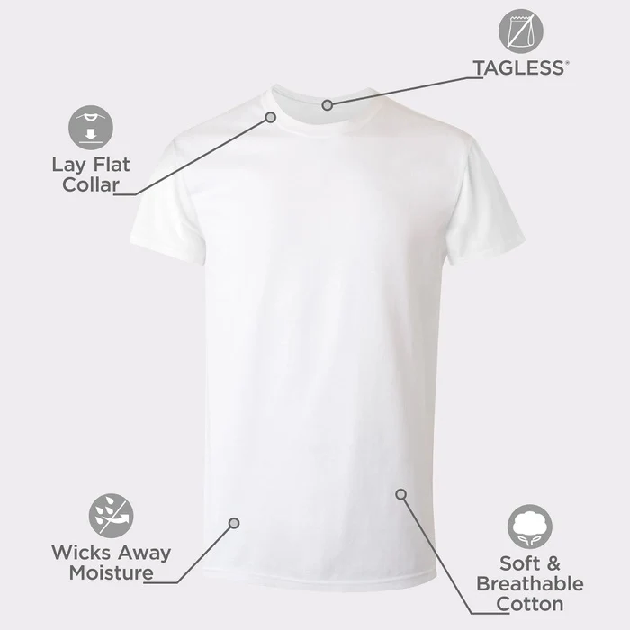 6-Pack Men's White Undershirts 2135P6 - Image 2
