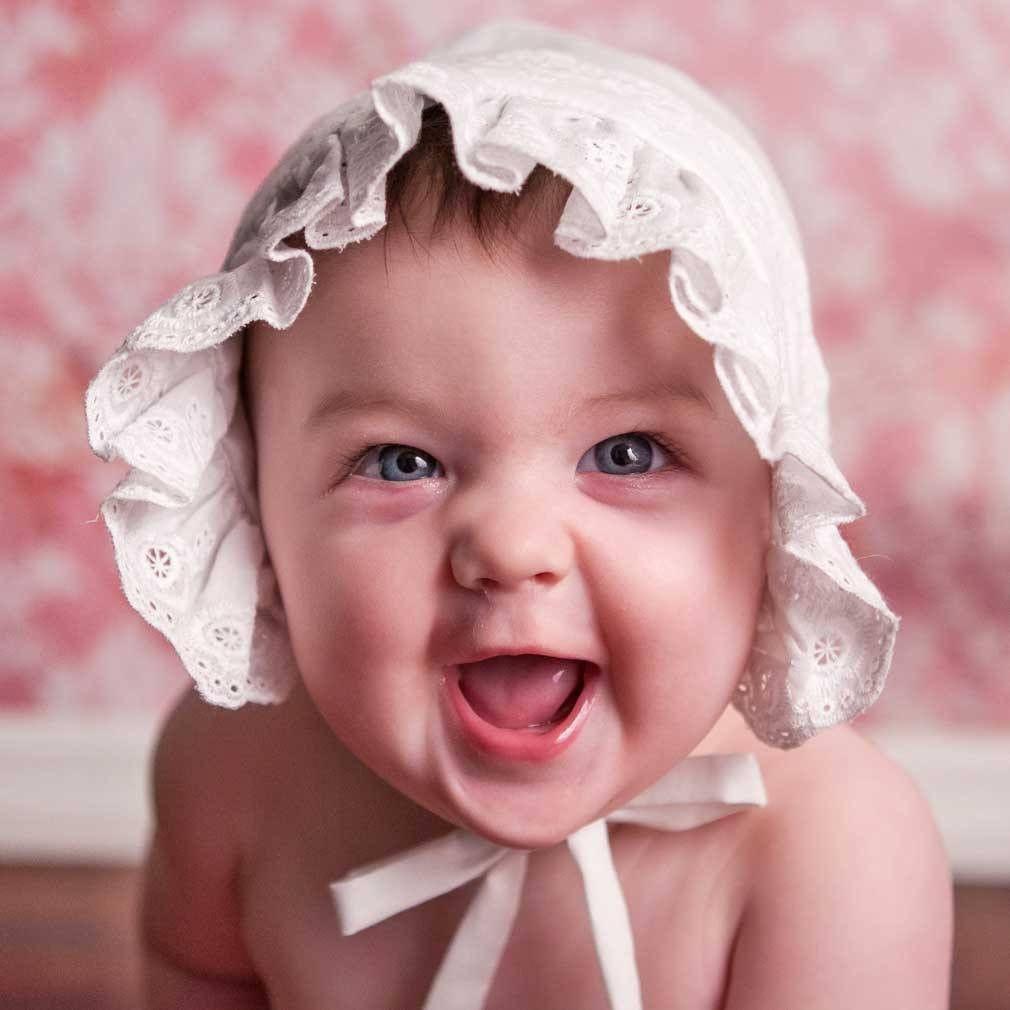 Baby Flower White Eyelet Flower Bonnet 1814 - Image 2