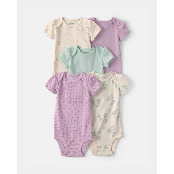 Baby Girls' 5-Pack Short-Sleeve Bodysuits 1V - Image 3