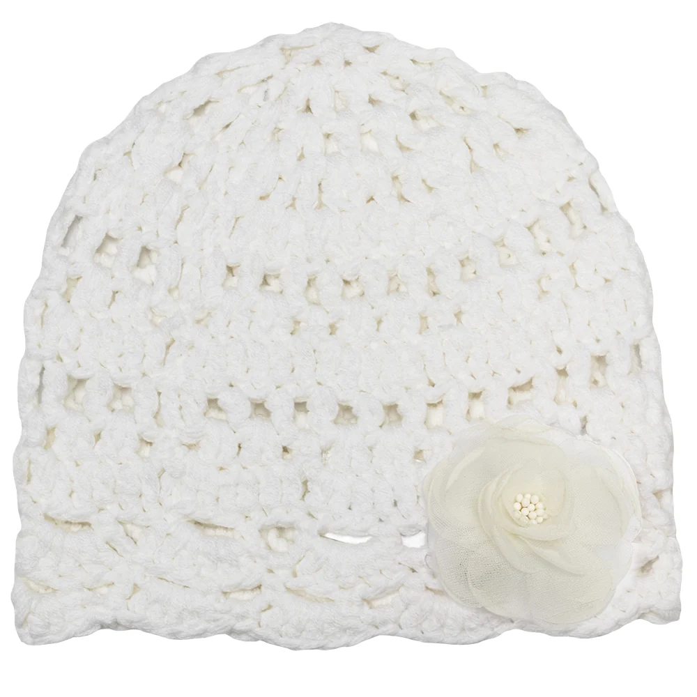 Baby Girls' Lace Crochet Hat with Flower 1025