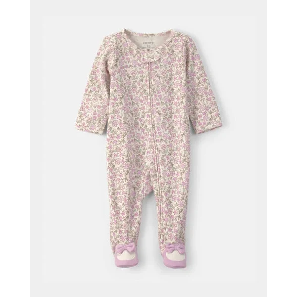 Baby Girls' Purple Floral 2-Way Zip Snug Fit Sleep and Play Pajamas 1V707210