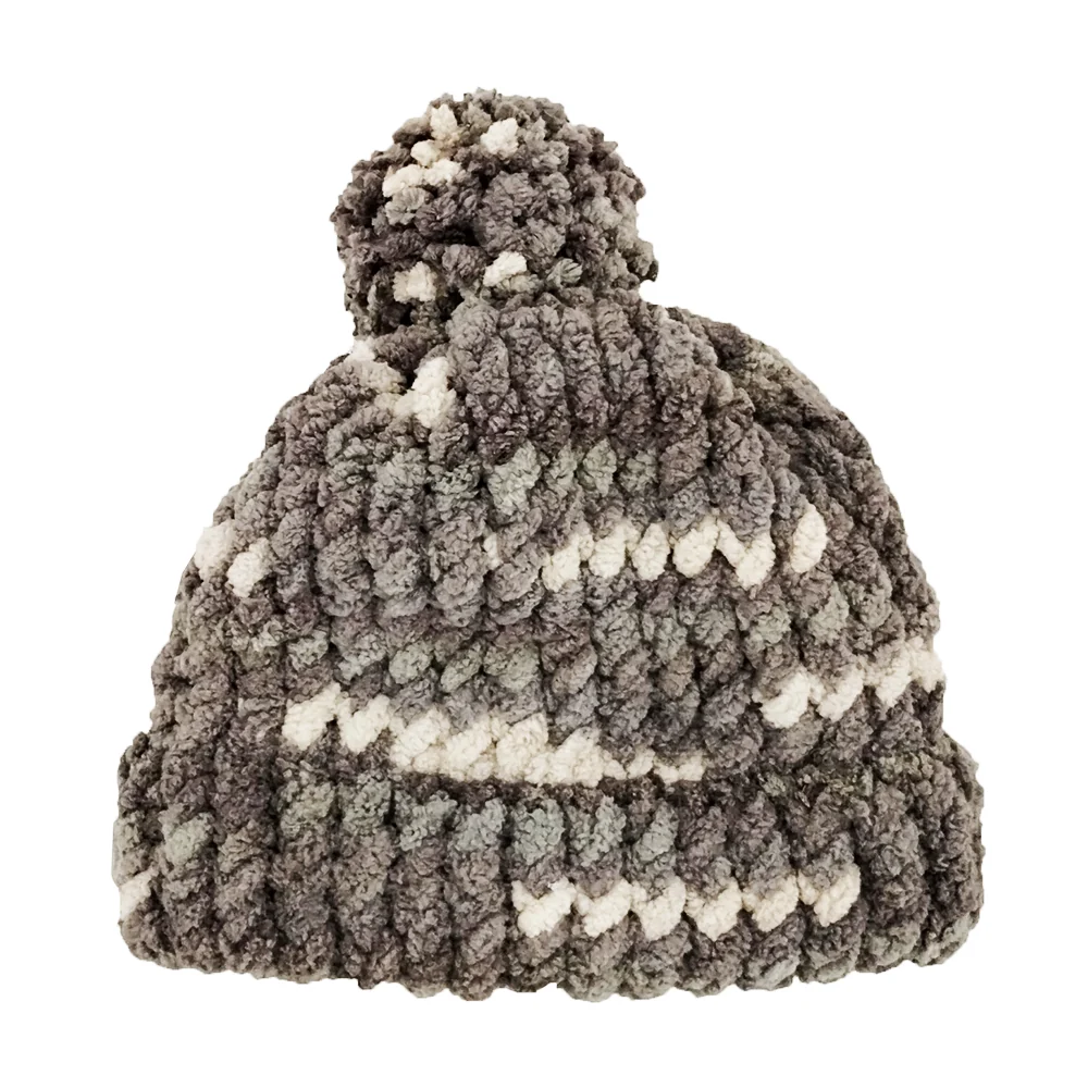 Baby Hat with Pom-Pom-Handmade Loom Knit Cap - Image 9