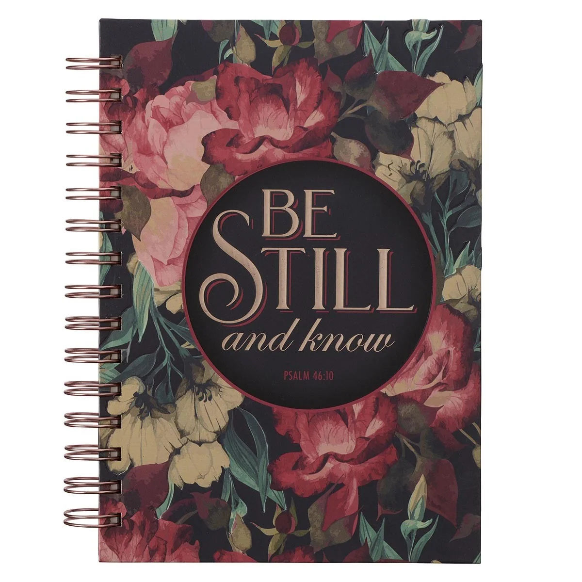 Be Still Vintage Floral Large Wirebound Journal - Psalm 46:10 JLW125
