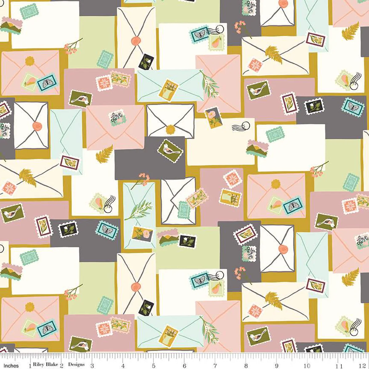 Blossom Lane Collection Envelopes Cotton Fabric C14003 - Image 2