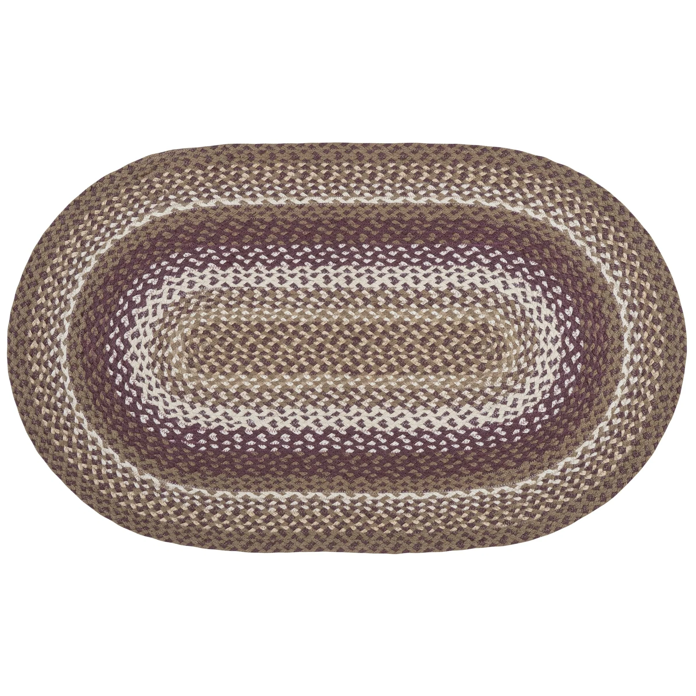 Braided Oval Rug Tan/Ivory/Burgundy C910 - Image 2