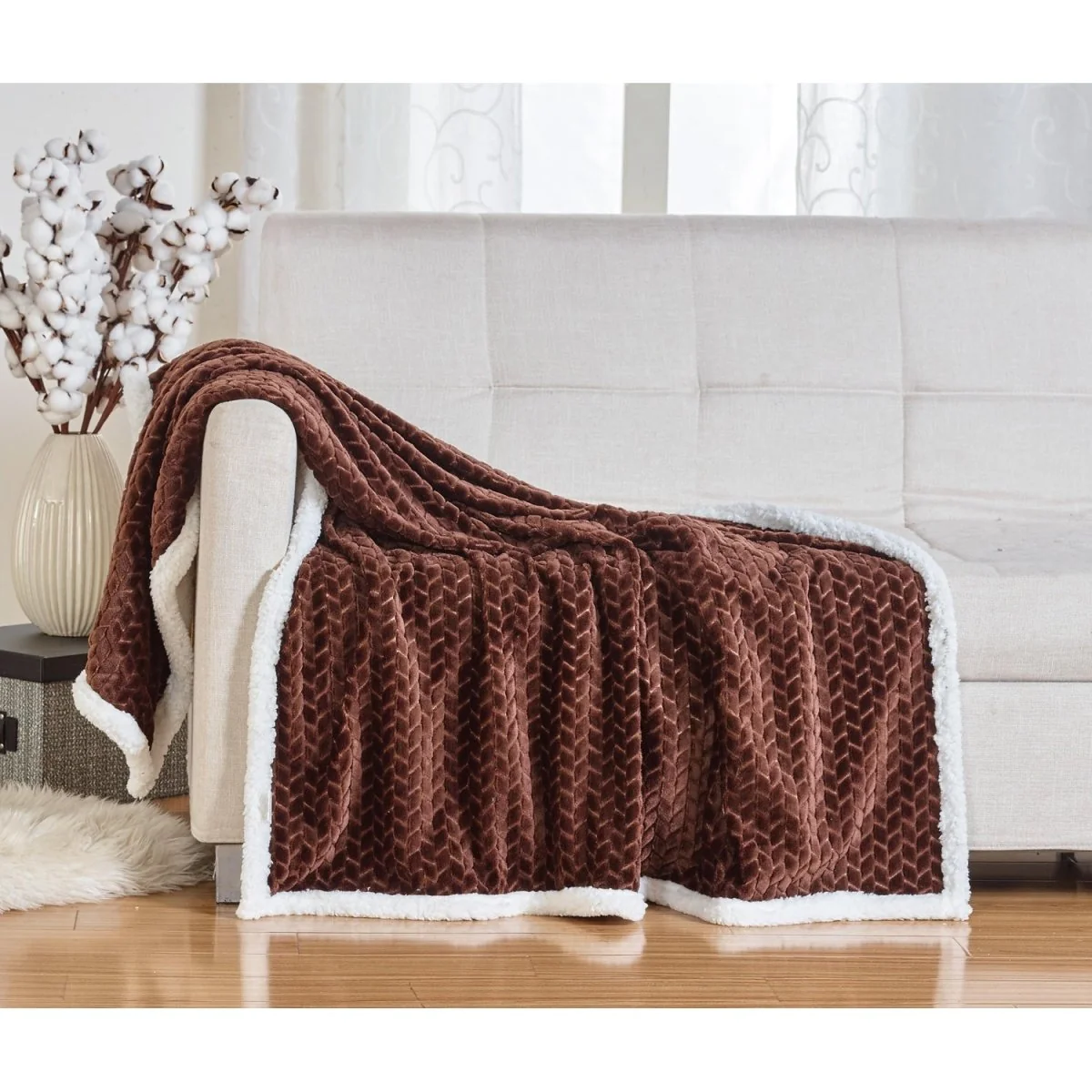 Braided Plush Throw Blanket 50 x 60 inches - Image 2