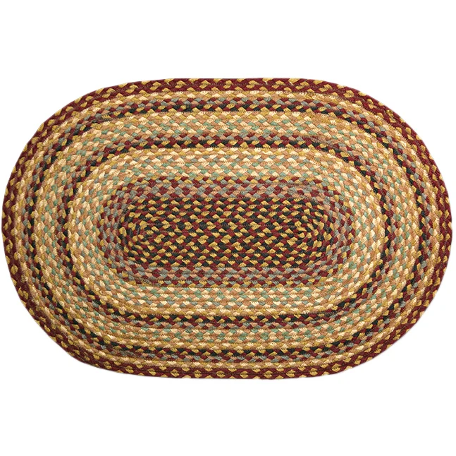 Braided Rug Oval Burgundy & Gold C-357