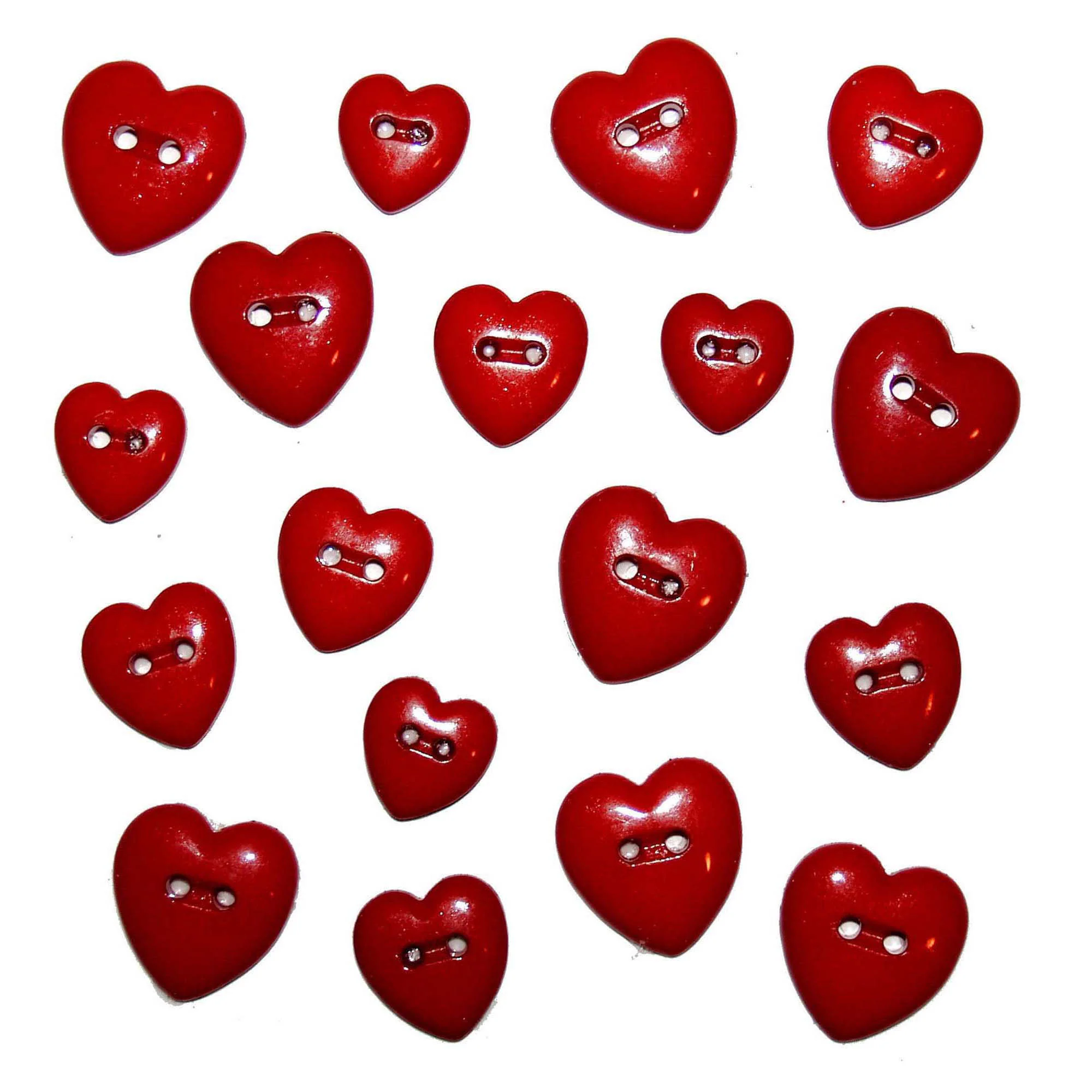 Buttons Red Hearts 242