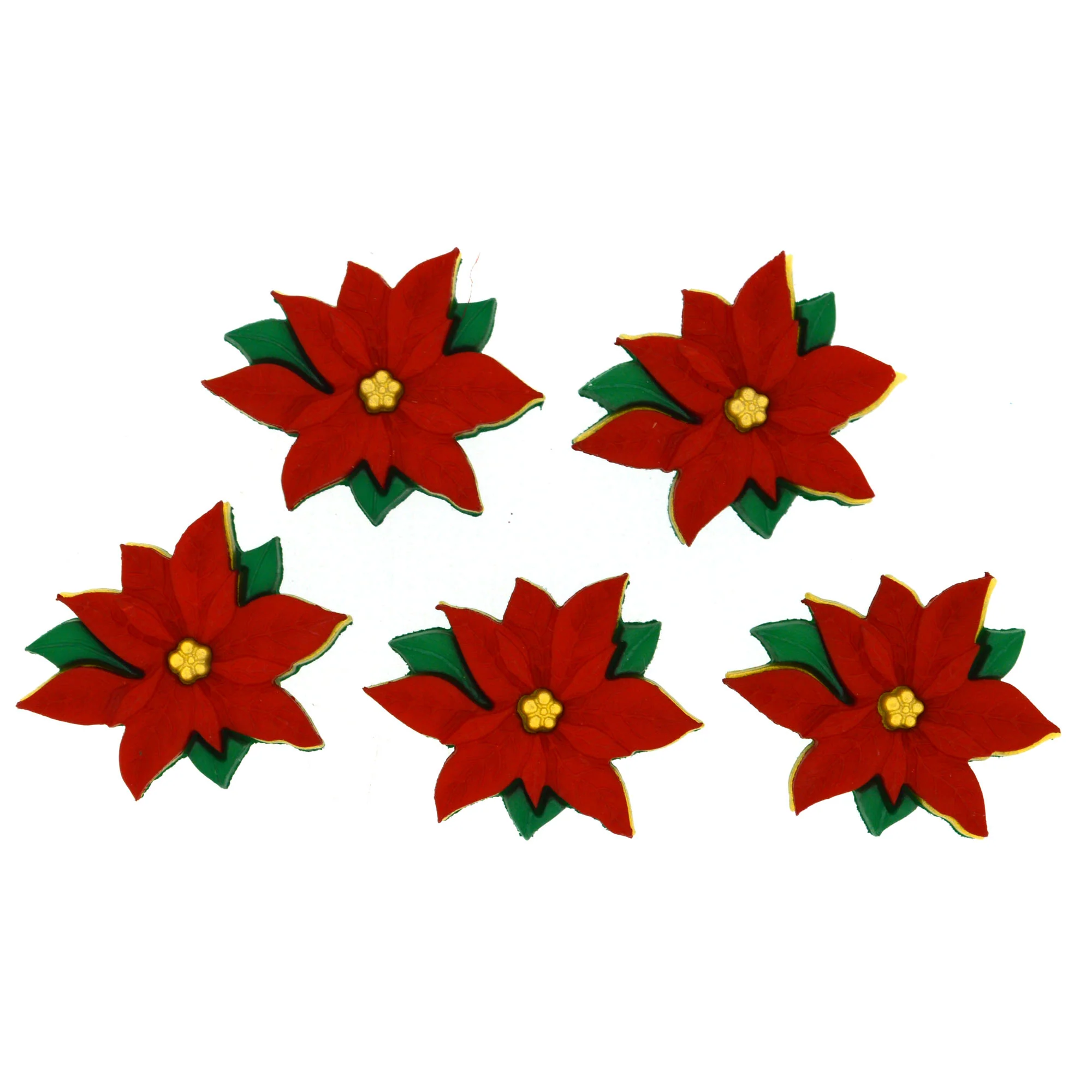 Buttons Red Poinsettias 2951
