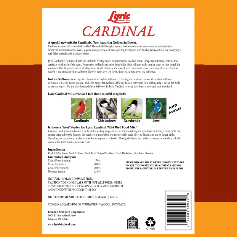Cardinal Sunflower & Safflower Wild Bird Seed 26-19065 - Image 2