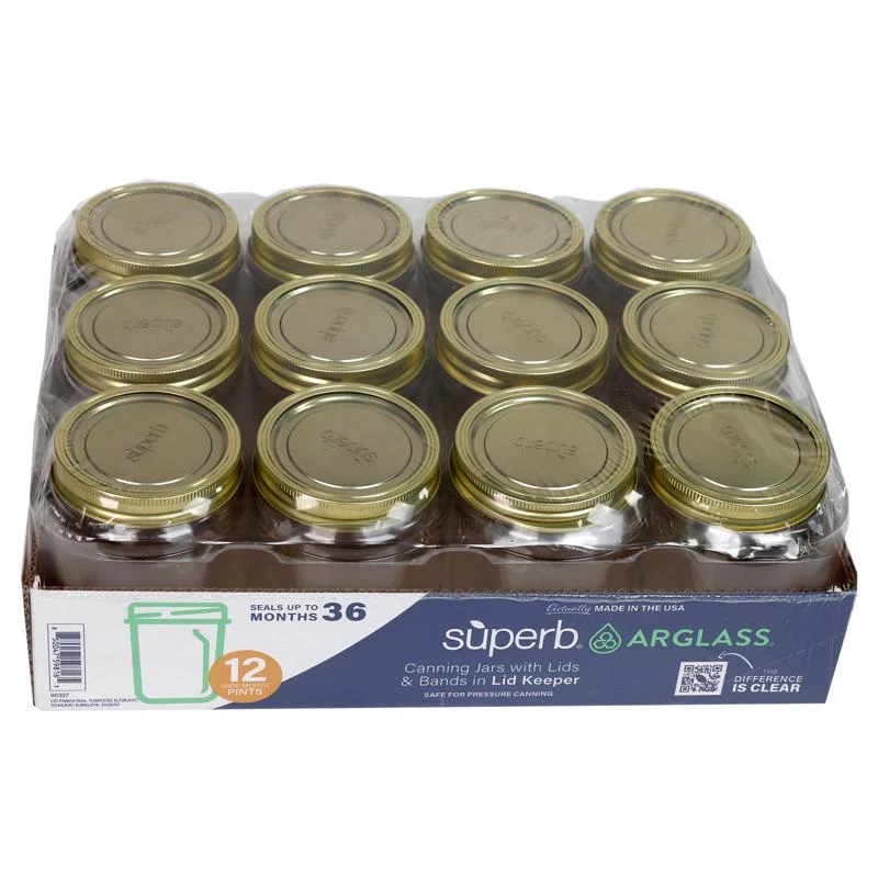 Case of 12 Pint Wide Mouth Canning Jars 90327