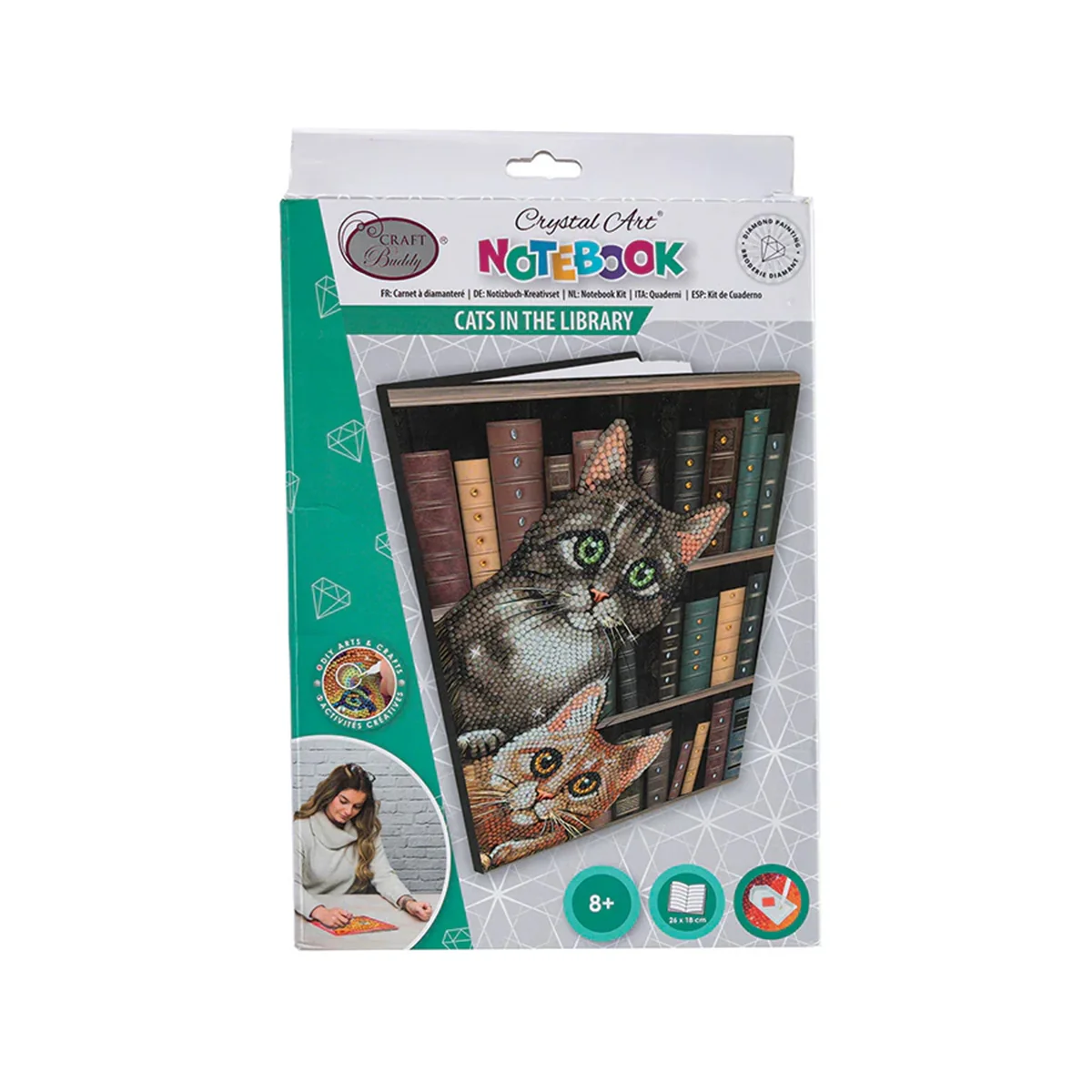 Cats in the Library Crystal Art Notebook Kit CA-60176 - Image 3
