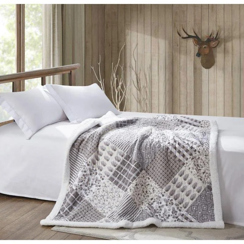 Charming Grays Quilted Sherpa Throw DQST10077 - Image 2