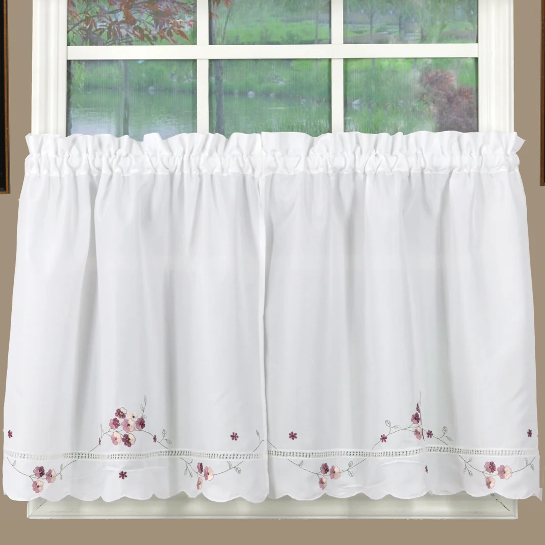 Christine Curtains White with Rose Floral Accents 22 - Image 2
