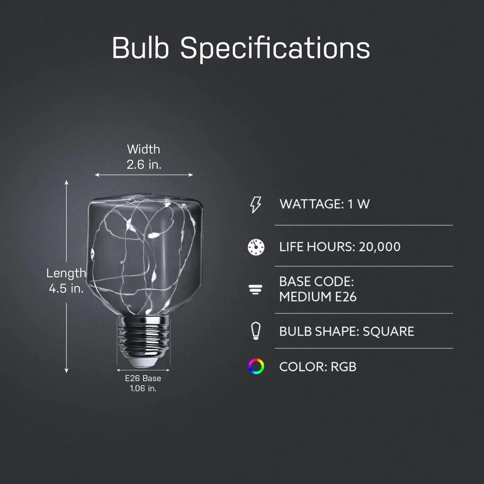 Color Changing Square LED Fairy Bulb FY/SQ/RGB/LED - Image 2