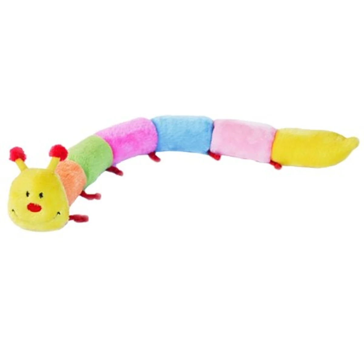 Colorful Caterpillar Squeaky Stuffed Plush Dog Toy - Deluxe Squeakers