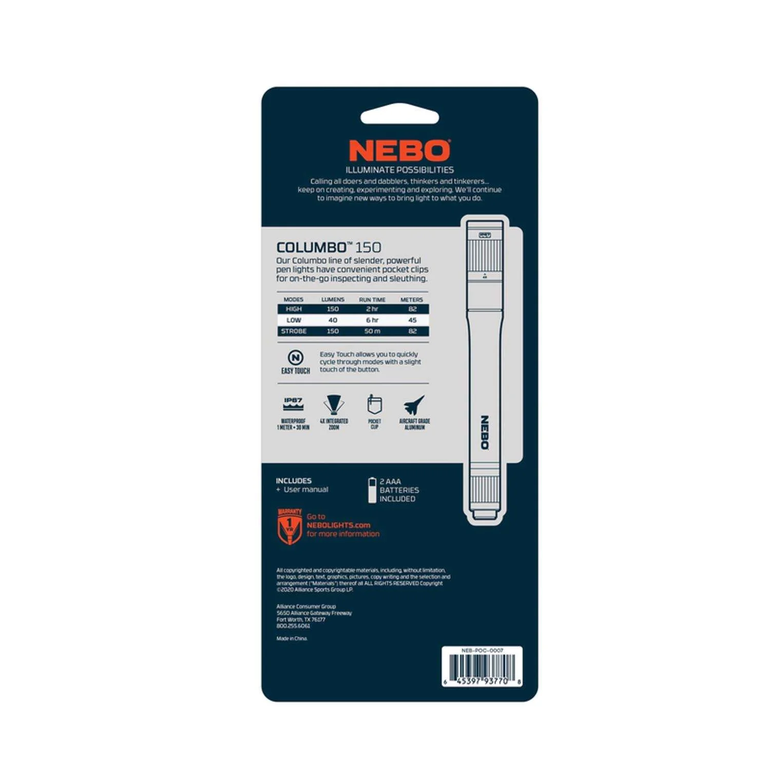 Columbo 150 Lumen LED Pen Light NEB-POC-0007 - Image 3
