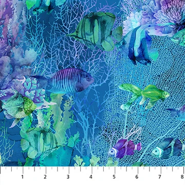 Coral Reef Collection Swimming Fish Cotton Fabric DP28879-48
