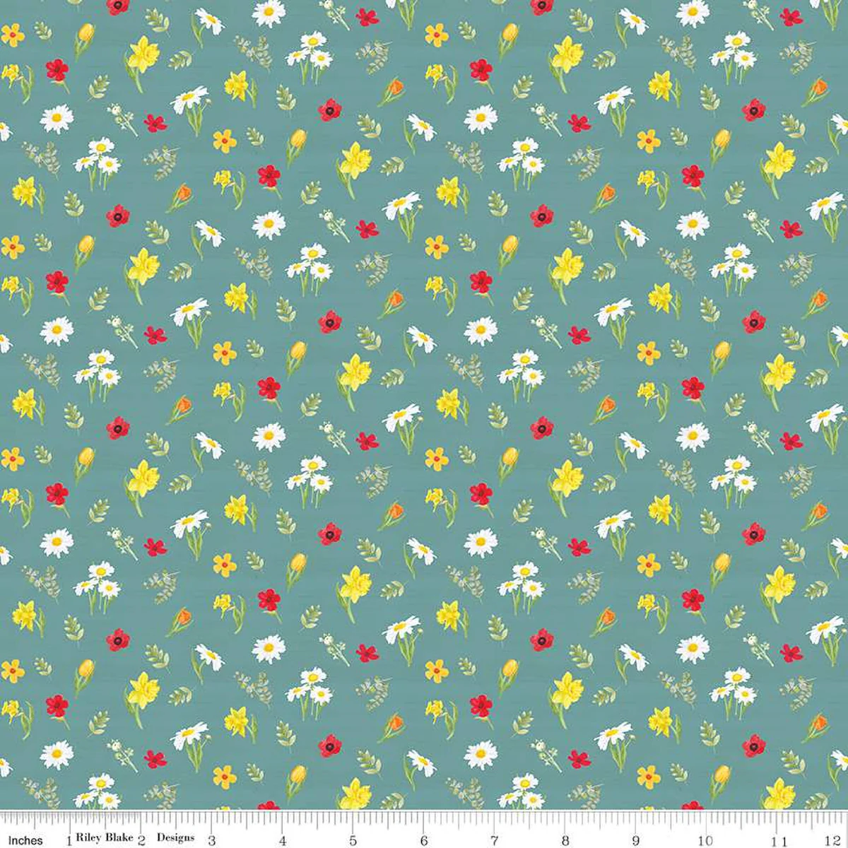 Covered Bridges in Spring Collection Flowers Cotton Fabric CD15823 - Image 2