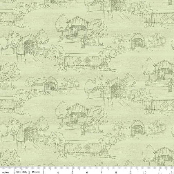 Covered Bridges in Spring Collection Toile Cotton Fabric CD15821