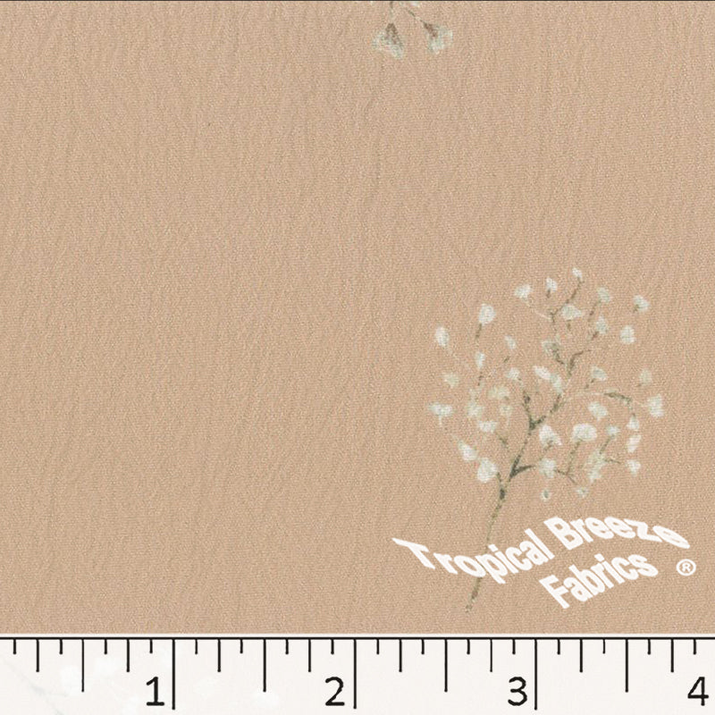 Crinkle Cream Print Polyester Fabric 042518