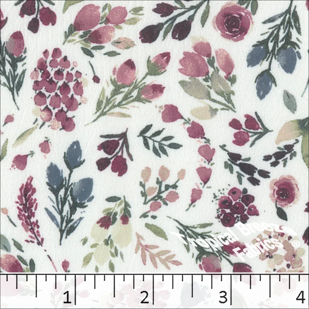 Crinkle Creme Floral Print Polyester Fabric 042523 - Image 2