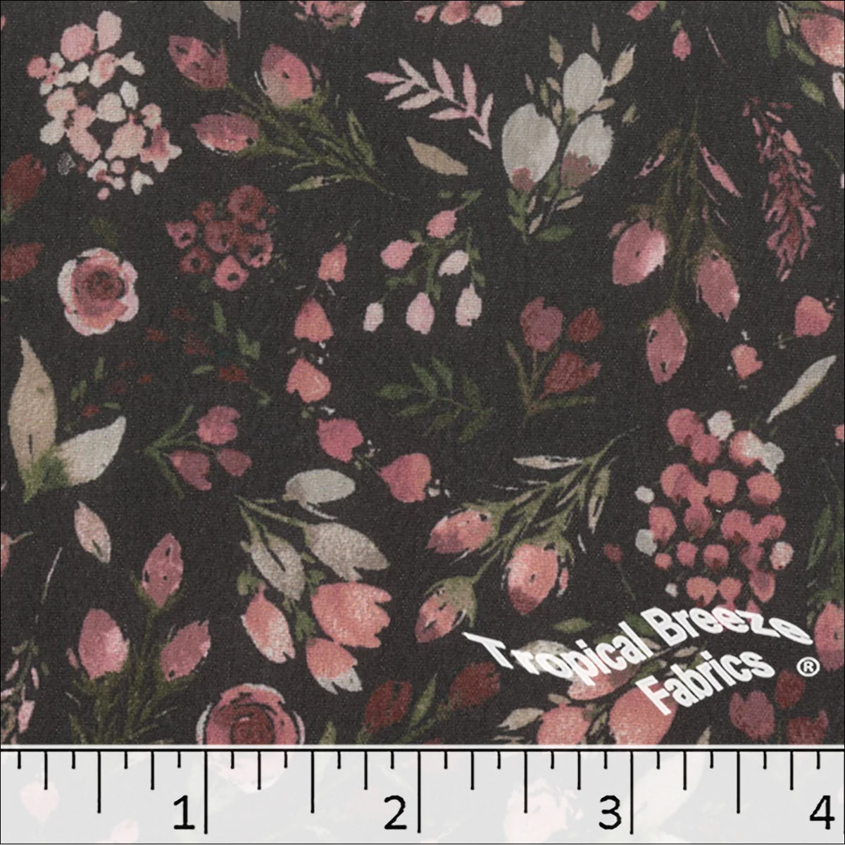 Crinkle Creme Floral Print Polyester Fabric 042523 - Image 3