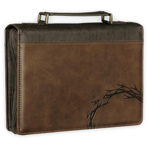 Crown of Thorns Brown Faux Leather Classic Bible Cover BBM864