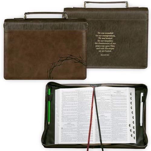 Crown of Thorns Brown Faux Leather Classic Bible Cover BBM864 - Image 2