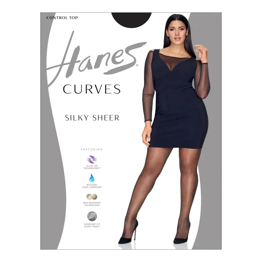 Curves Silky Sheer Control Top Pantyhose with Sheer Toe HSP002 - Image 2