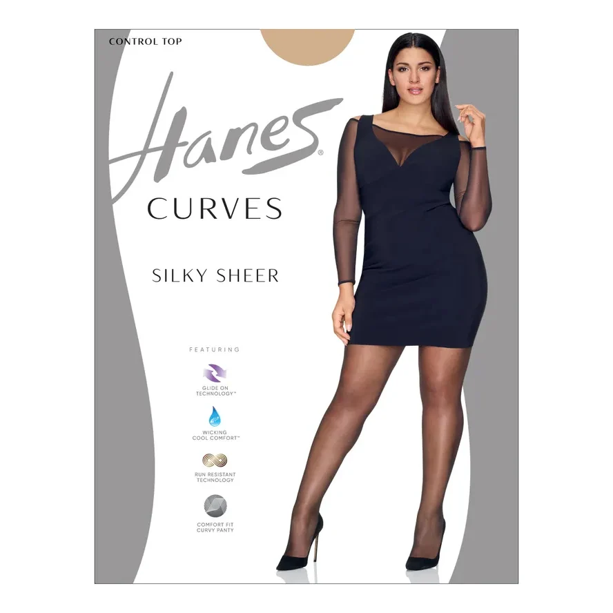 Curves Silky Sheer Control Top Pantyhose with Sheer Toe HSP002 - Image 3