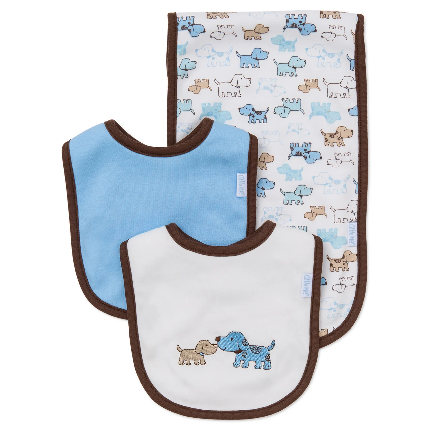 Cute Puppies Bib and Burp Cloth Set LB404010N