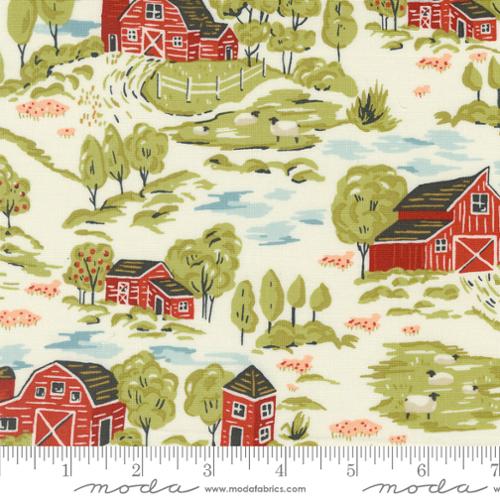 Farmstead Collection Vintage Farm Scene Cotton Fabric 20901