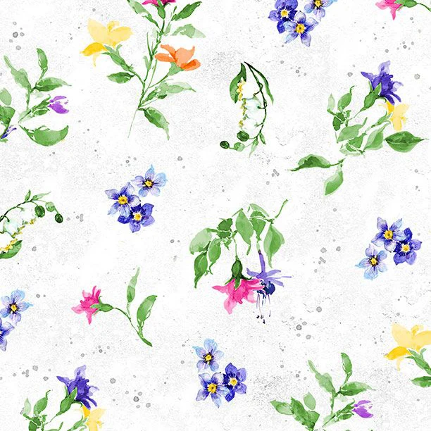 Floral Flutter Collection Large Floral Toss Cotton Fabric 39911