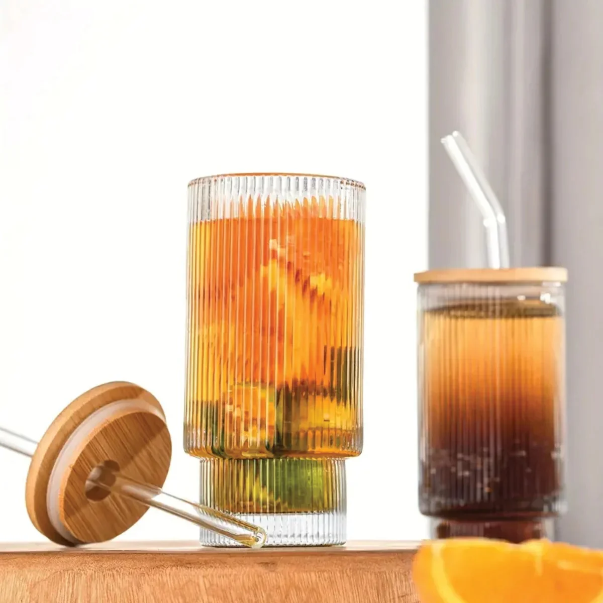 Fluted Vintage Ripple Glass Tumbler 16 oz 1004 - Image 2