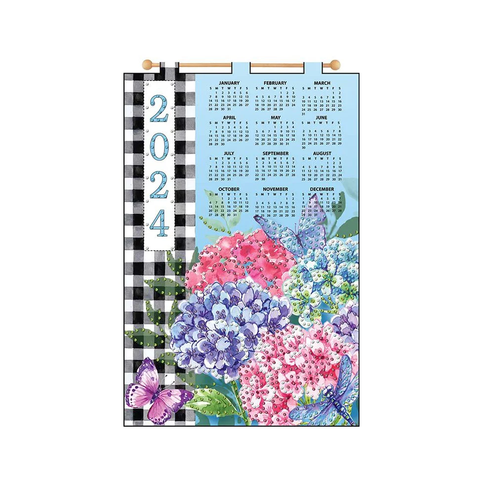 Gingham Hydrangea 2024 Sequin Calendar 4730