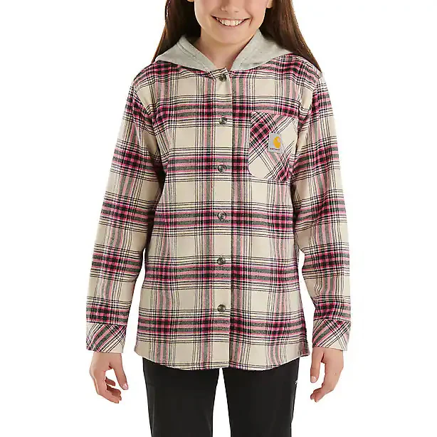 Girls' Long-Sleeve Pocket Flannel Shirt CE914