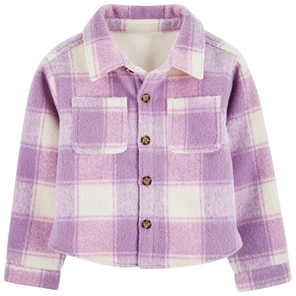 Girls' Purple Plaid Shacket 2Q312510 - Image 3